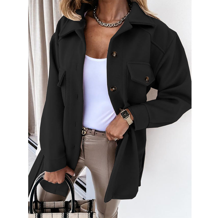 Women's Lapel Single-Breasted Belted Coat