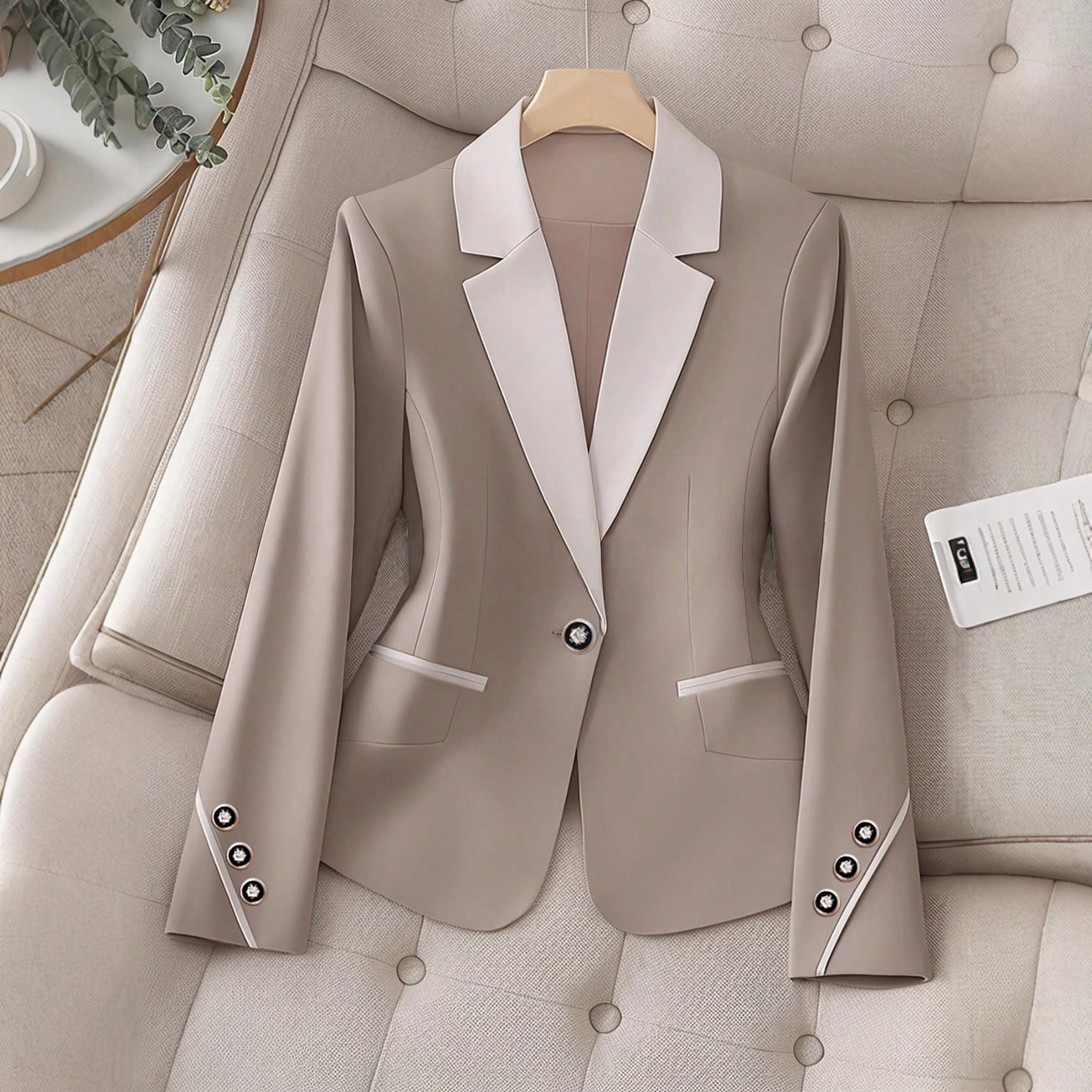 Women's Contrast Button Formal Blazer