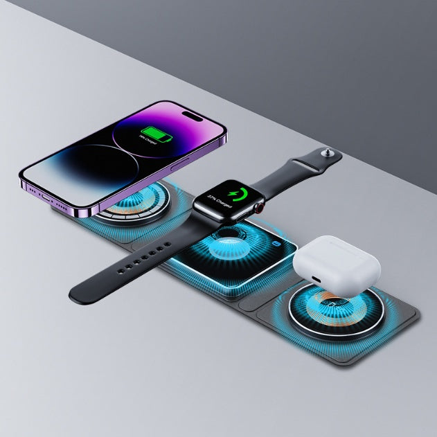 3-in-1 Magnetic Foldable Wireless Charging Station for iPhone, Apple Watch & AirPods