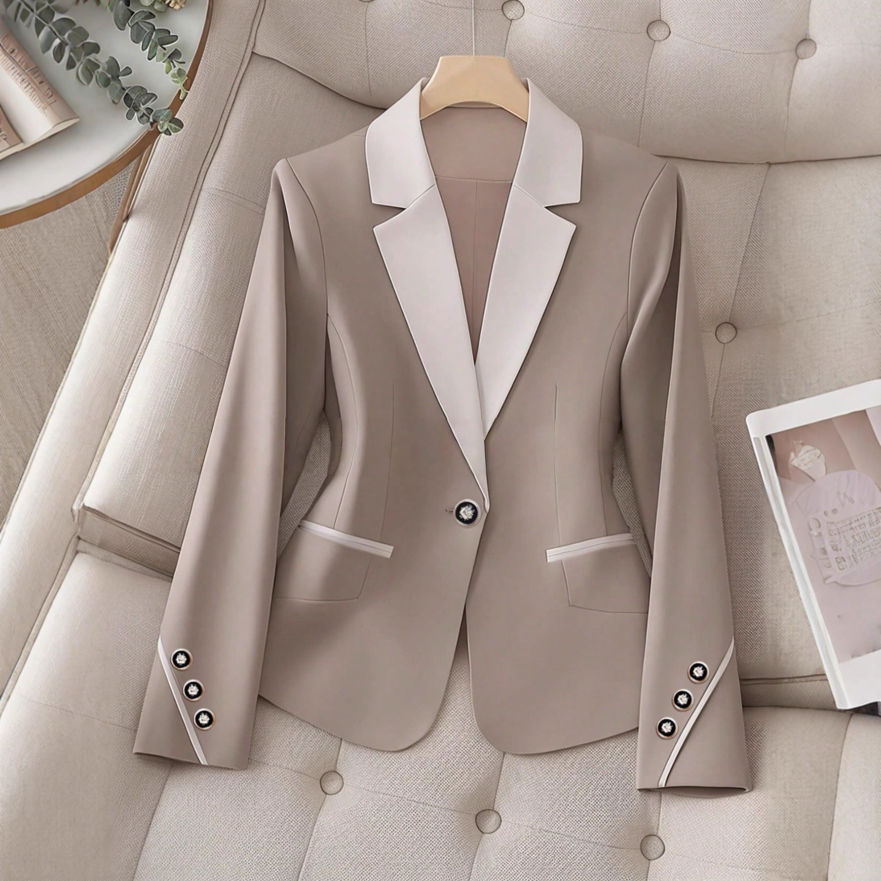Women's Contrast Button Formal Blazer