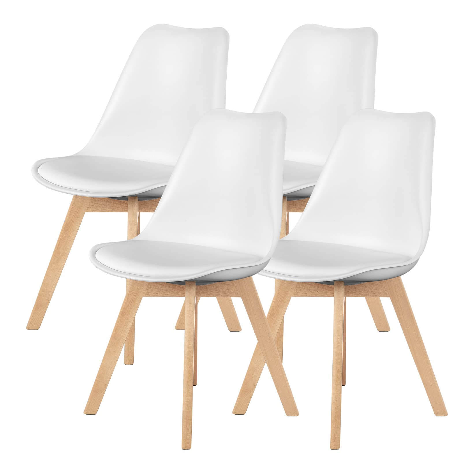 PU Leather Upholstered Dining Chairs With Wood Legs, Set Of 4 For Kitchen, Dining, Living Room
