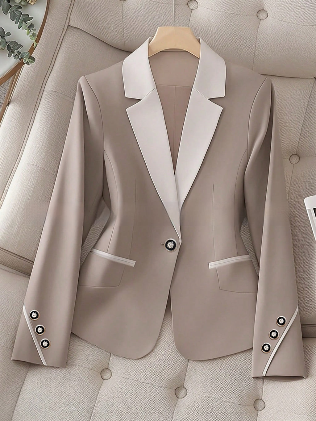 Women's Contrast Button Formal Blazer