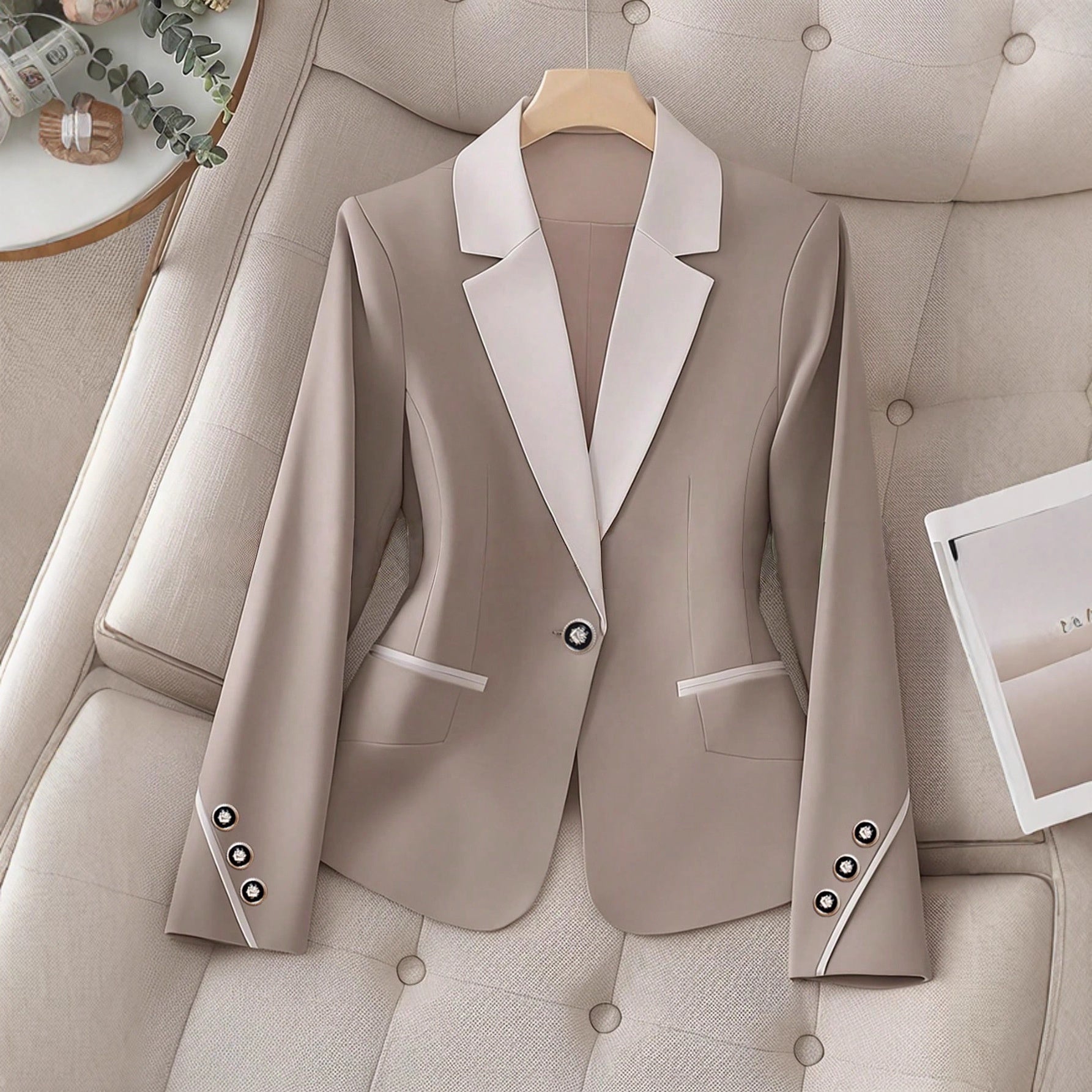 Women's Contrast Button Formal Blazer