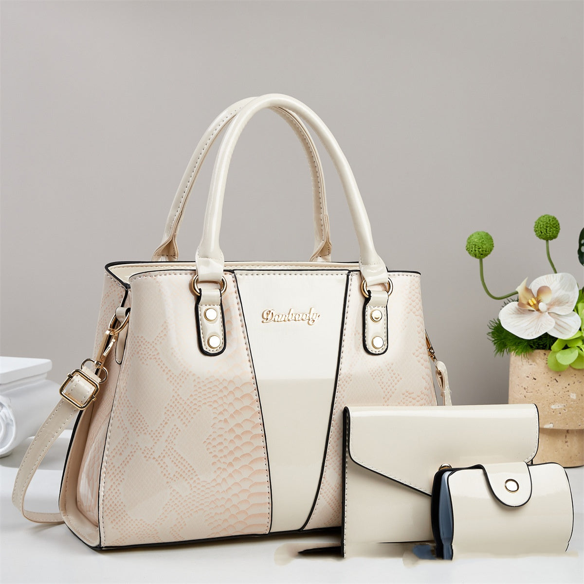 Snakeskin Pattern Large Tote Handbag