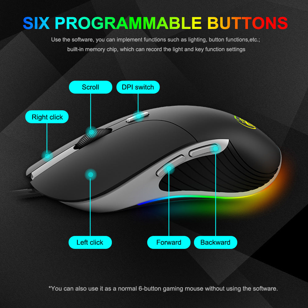LED Gaming Mouse – 6400 DPI Ergonomic USB Mouse