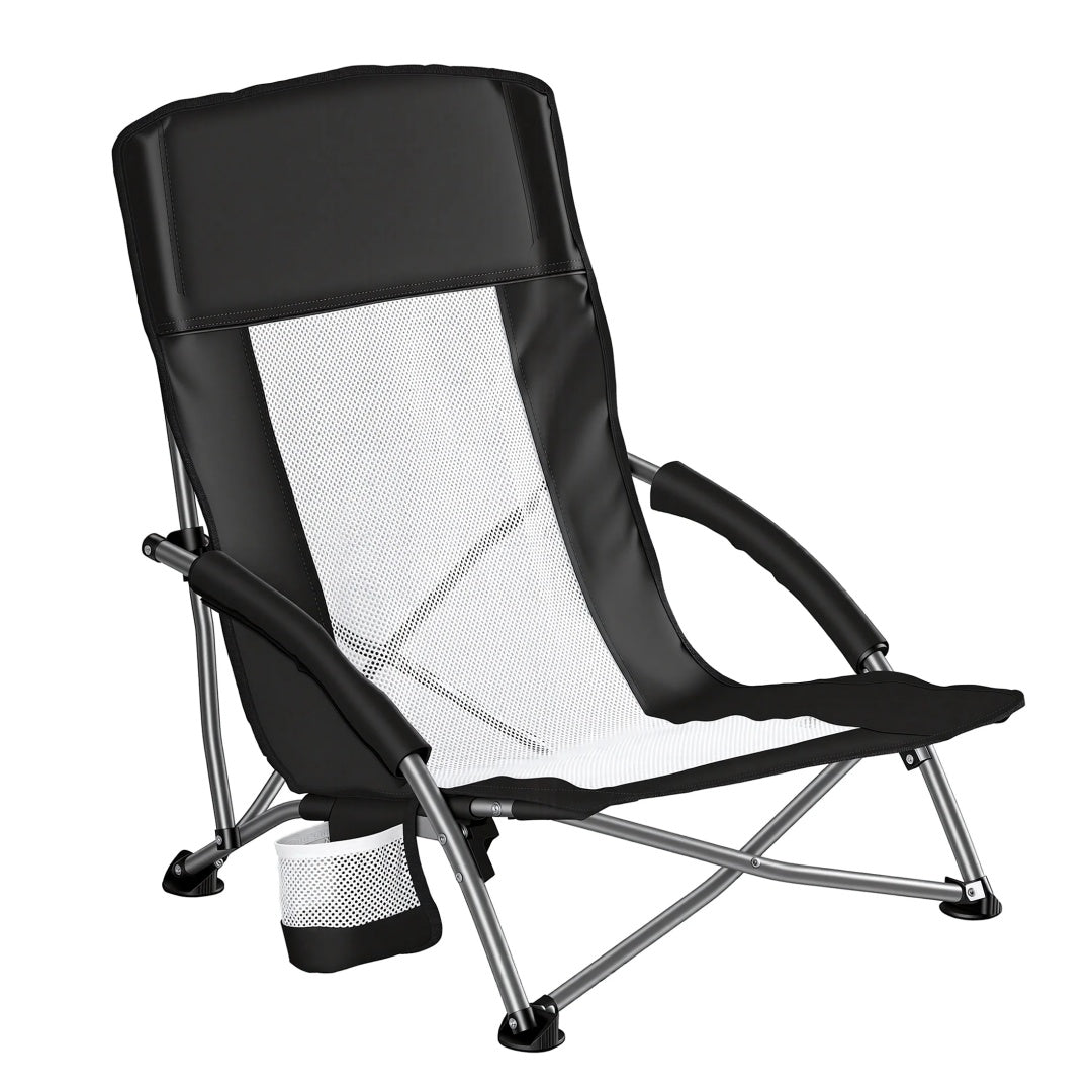 Portable Folding Camping Chair, With Storage Pockets And Backpack, Mesh-ventilated Chair Back