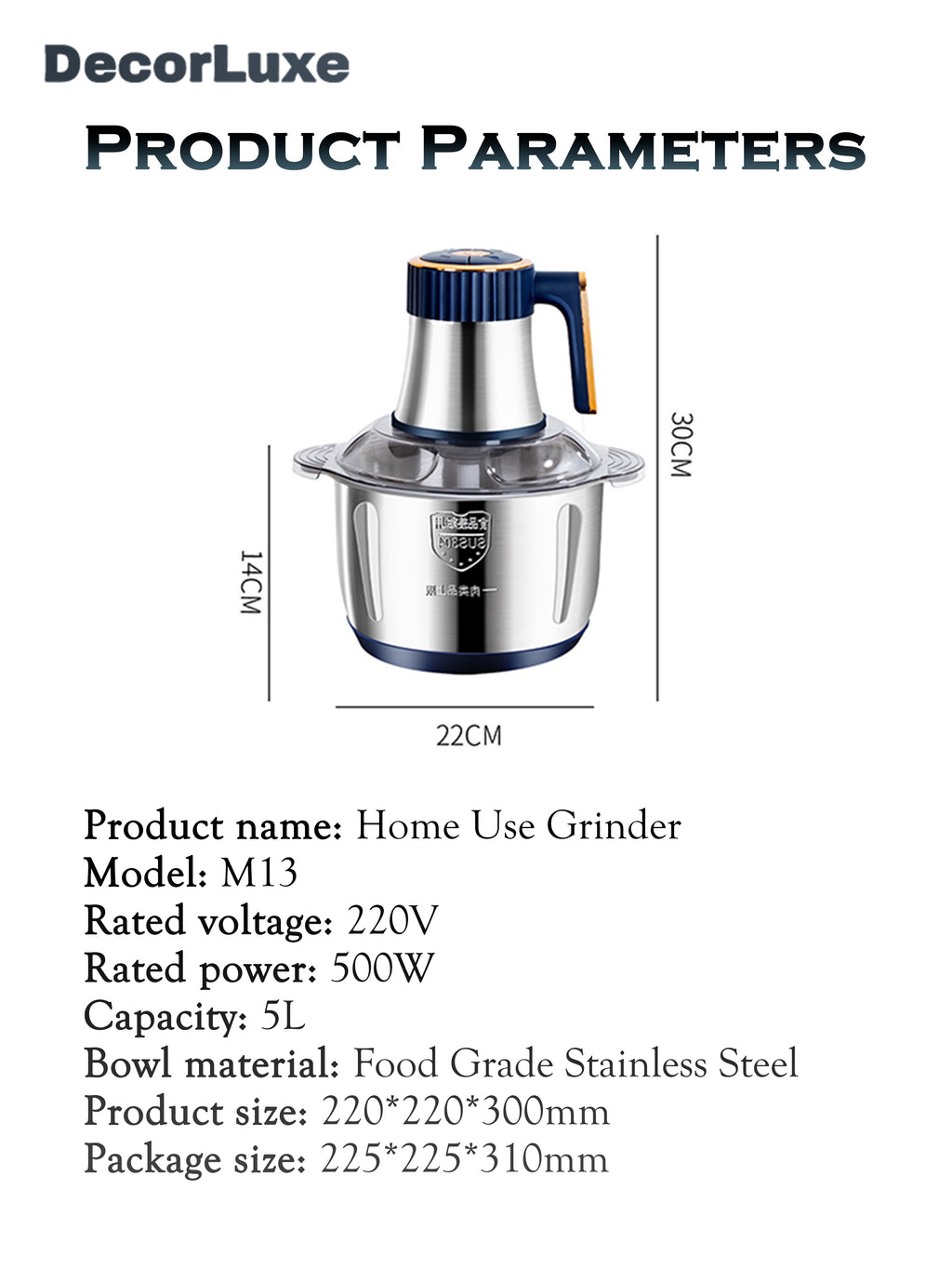 5L Electric Meat Grinder Heavy Duty - Food Processor Mixer & Chopper, Sausage Maker, Kitchen Helper, UK Plug