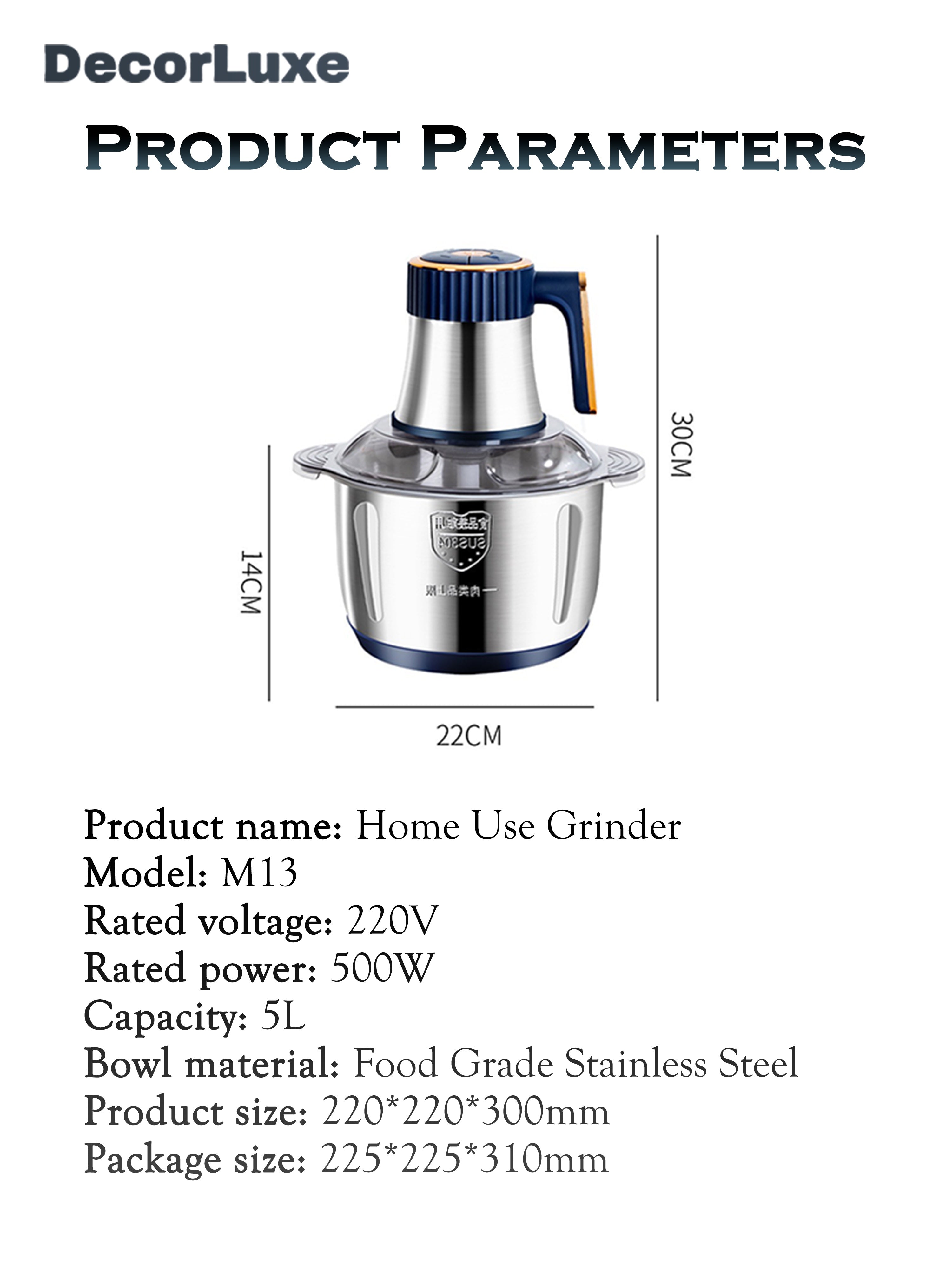 5L Electric Meat Grinder Heavy Duty - Food Processor Mixer & Chopper, Sausage Maker, Kitchen Helper, UK Plug