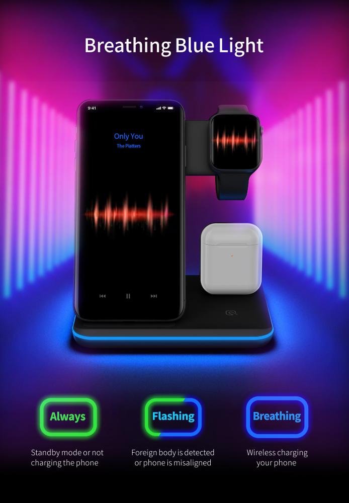 3-in-1 Wireless Charging Stand for Phone, Watch & Earbuds
