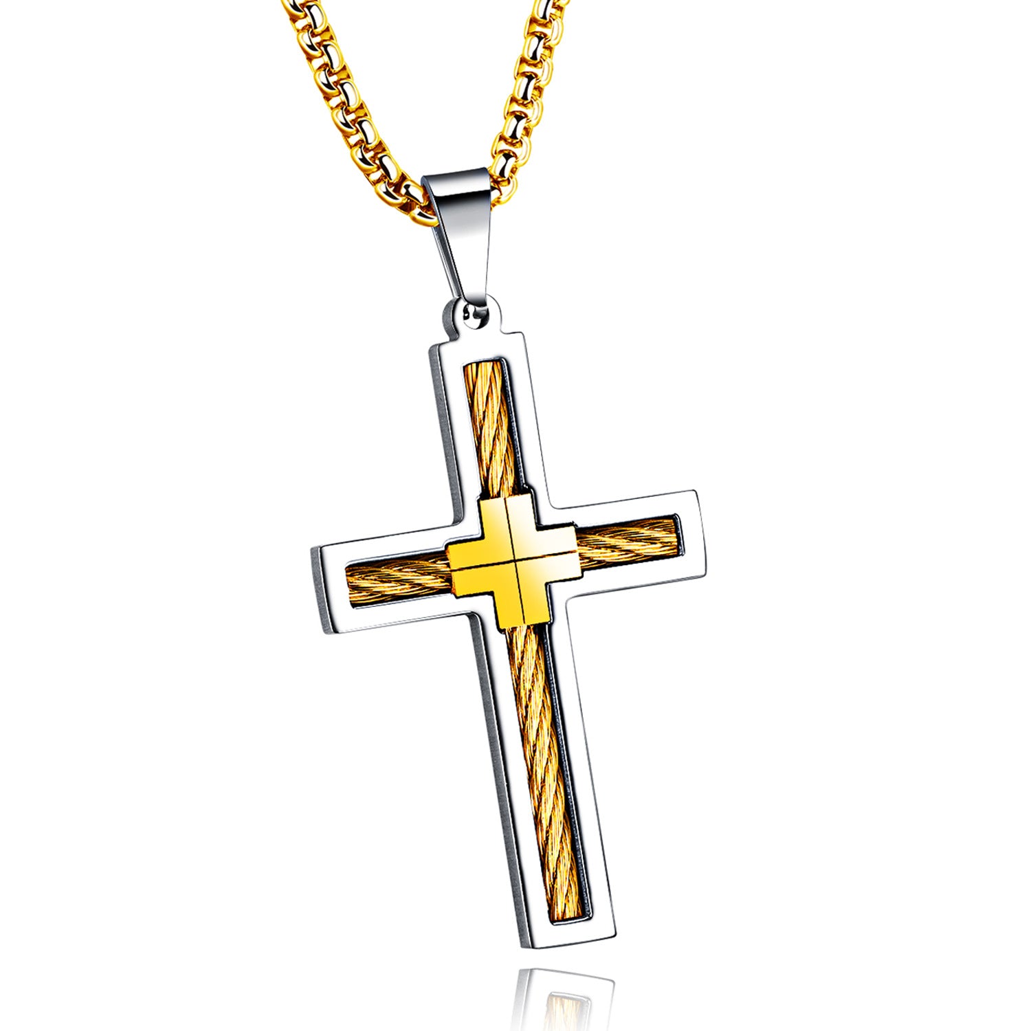 Titanium Steel Cross Men's Necklace with Chain