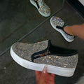 Plus-Size Rhinestone Embellished Flat Slip-On Shoes