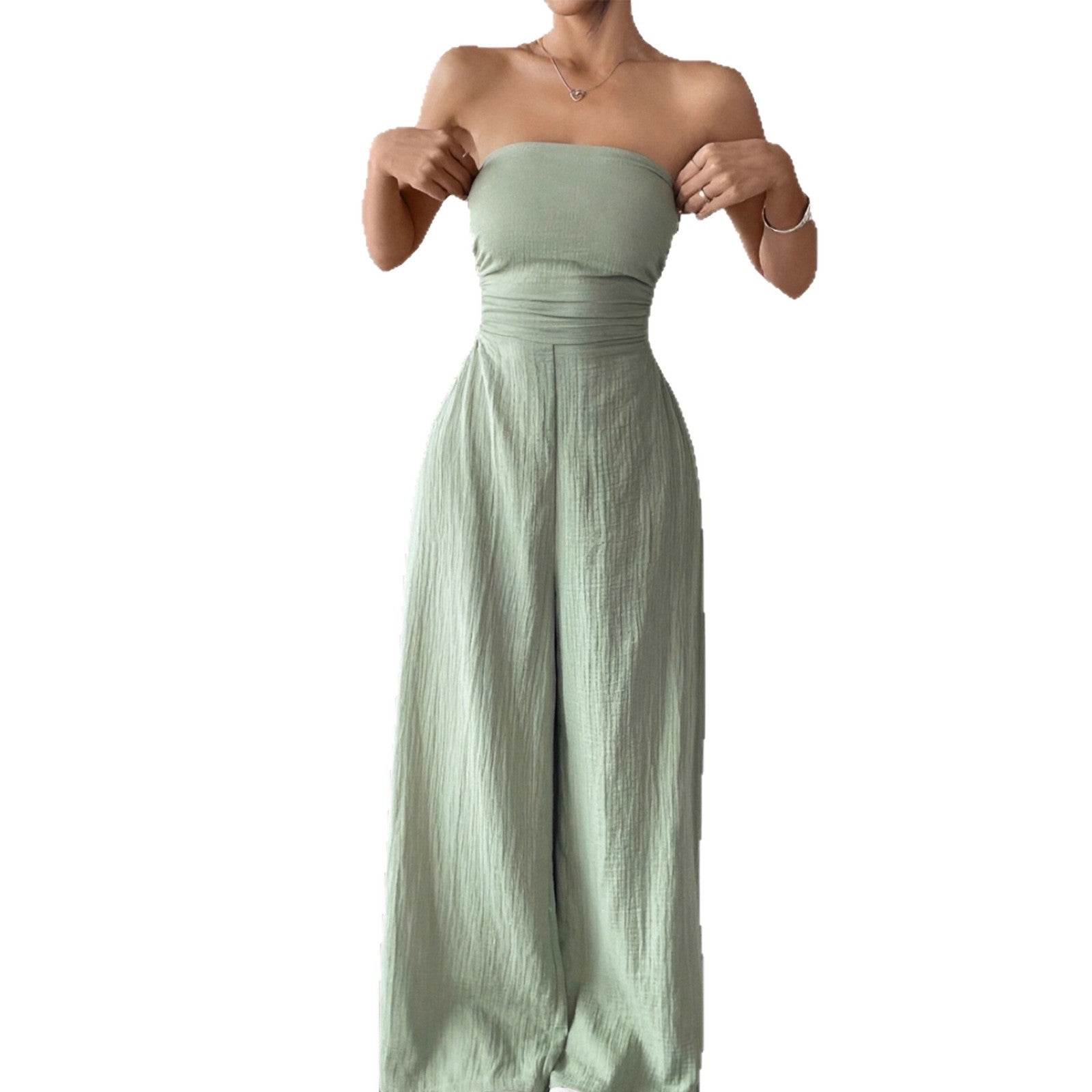 Women's Sexy Strapless Solid Color Jumpsuit
