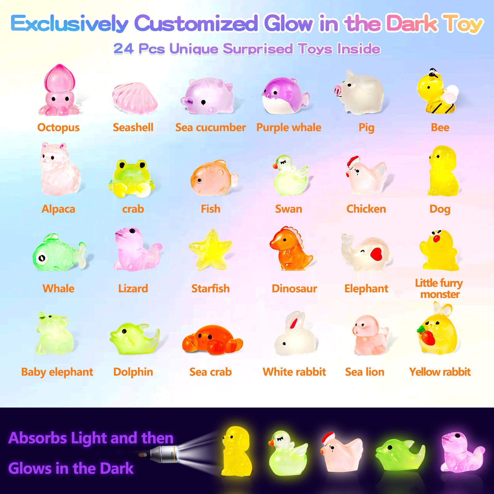 Glow-in-the-Dark Kids Bath Bombs Set – 24 Pieces