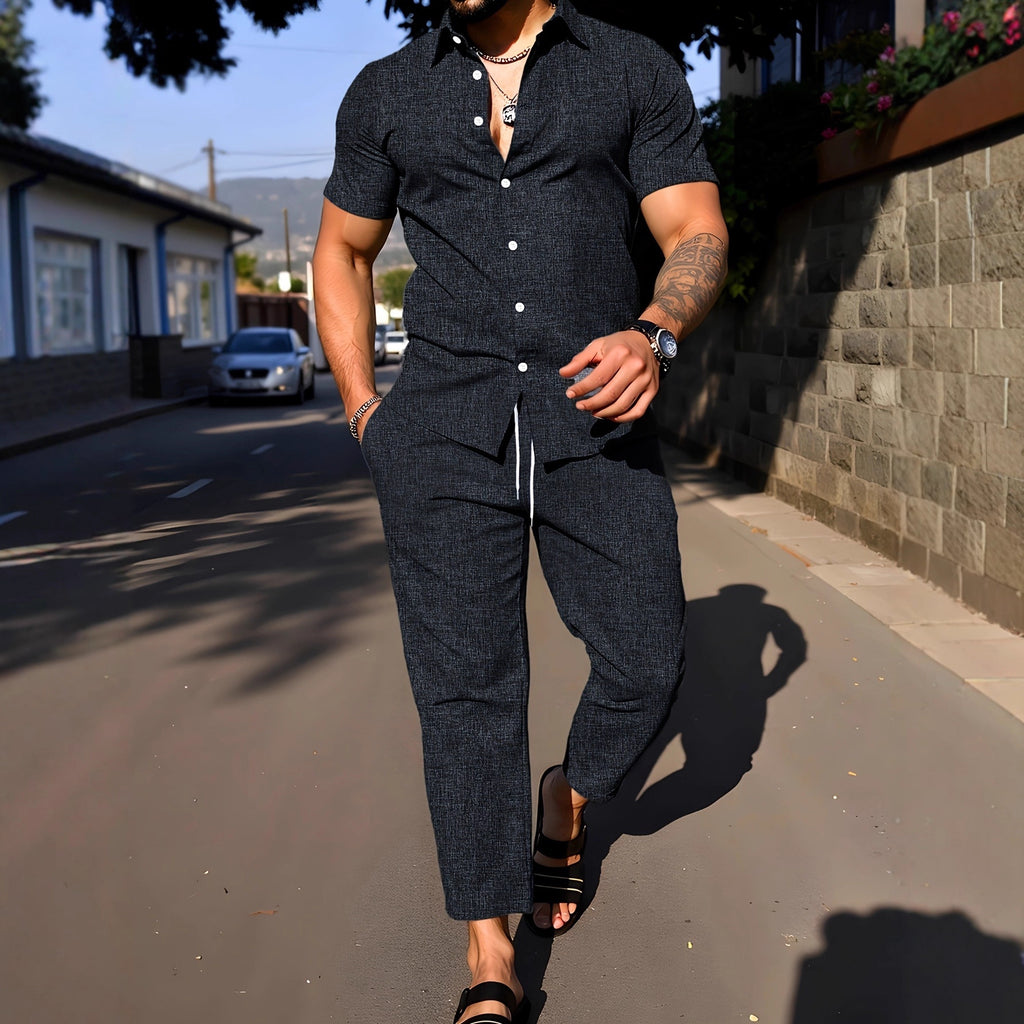 Short-sleeve Shirt And Trousers Casual Summer Set