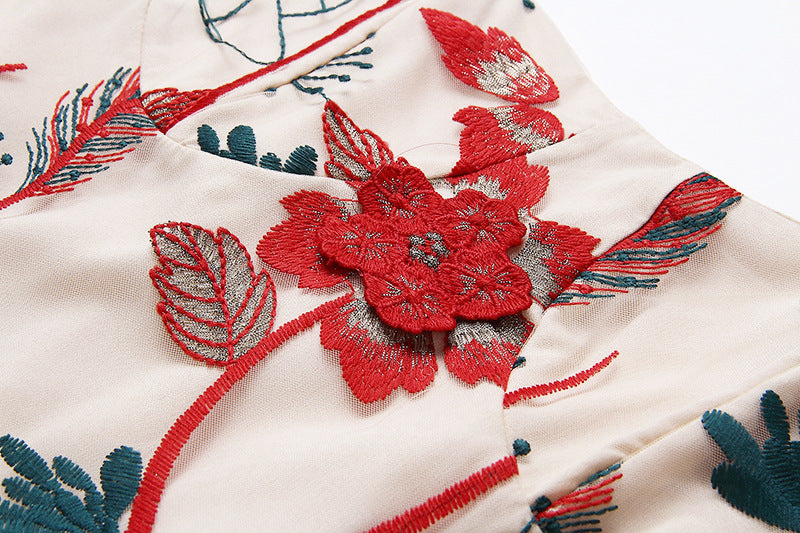 Korean Floral Dress Lace Thorn Dress Skirt Long Dress