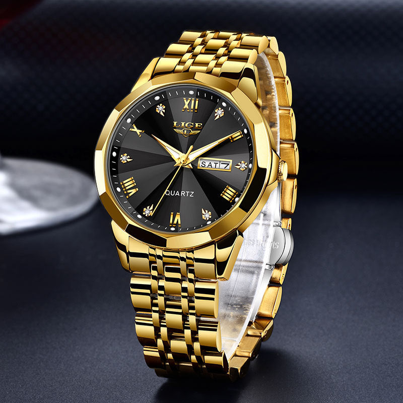 Men's Dual-Calendar Waterproof Quartz Watch