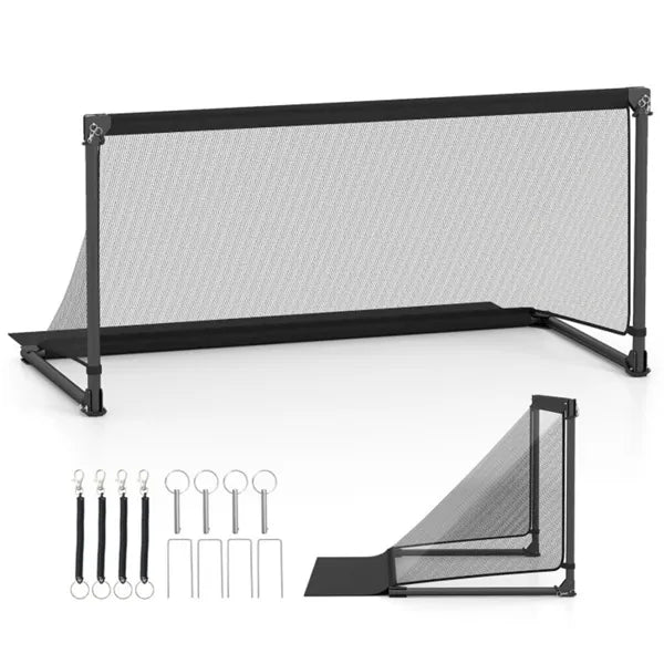 59" Portable Folding Soccer Goal (Size L, Black) - Heavy-Duty Metal Frame, Tear-Resistant PE Net