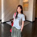 Minimalist Letter-print Short-sleeve T-shirt Pure Cotton Top Versatile For Workwear Style