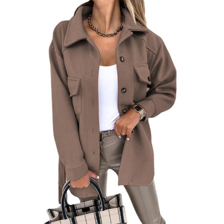 Women's Lapel Single-Breasted Belted Coat