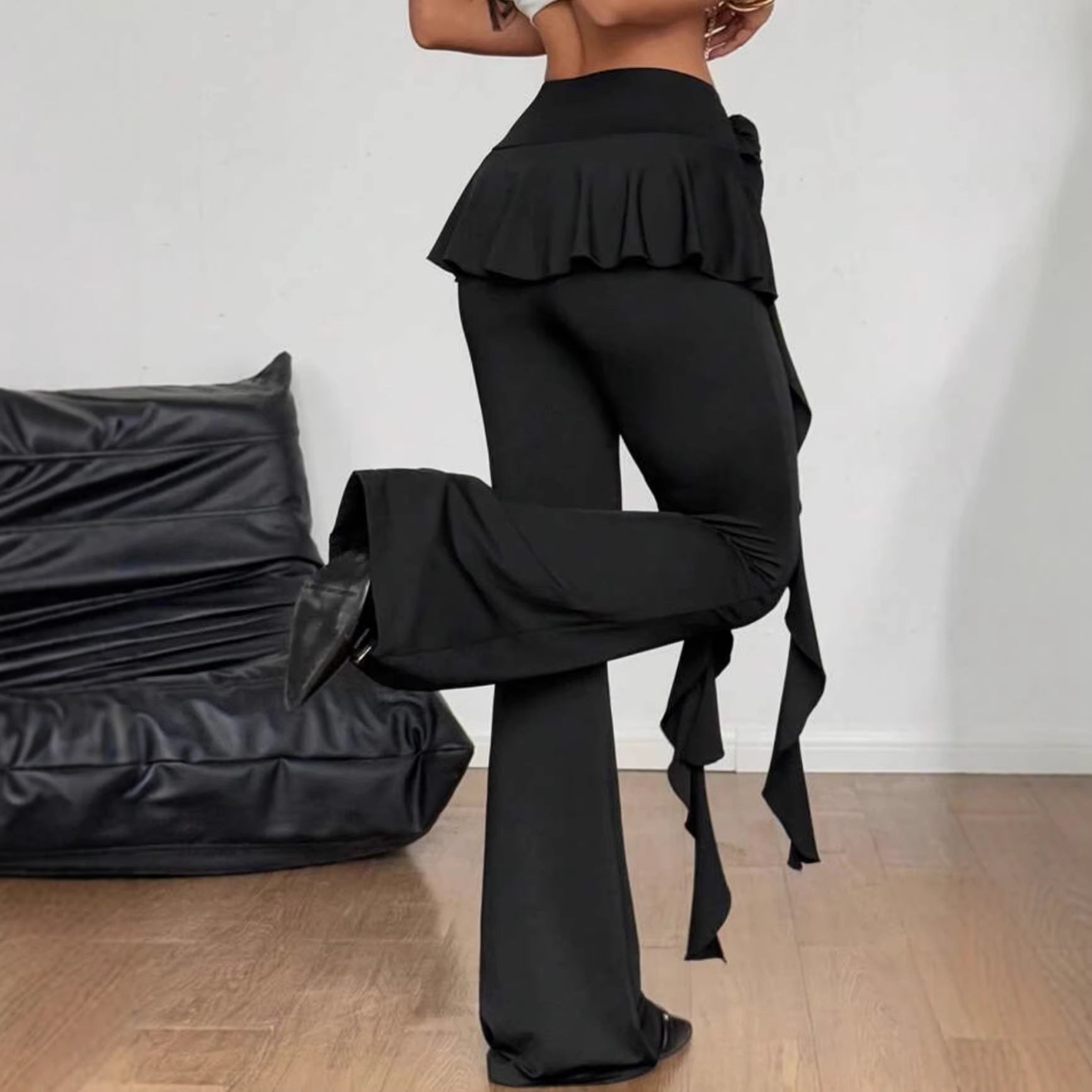 Black Casual Slimming Bootcut Pants
