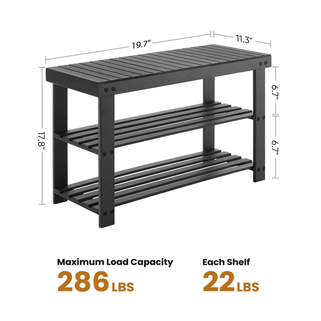 Three-tier Shoe Rack Bench, Bamboo Entrance Storage Organizer, Front Door Entrance Shoe Rack