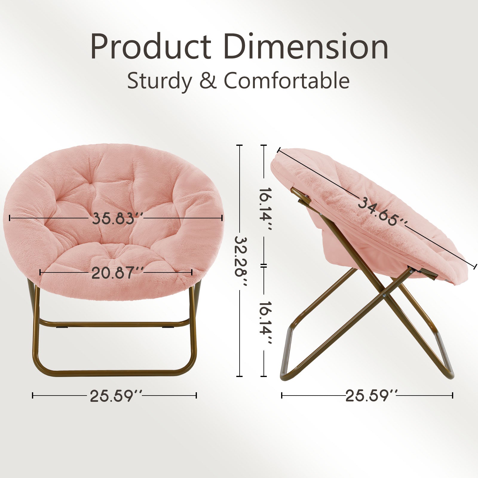 Comfortable Disc Chairs Faux Fur Furniture Bedroom Living Room  Size White