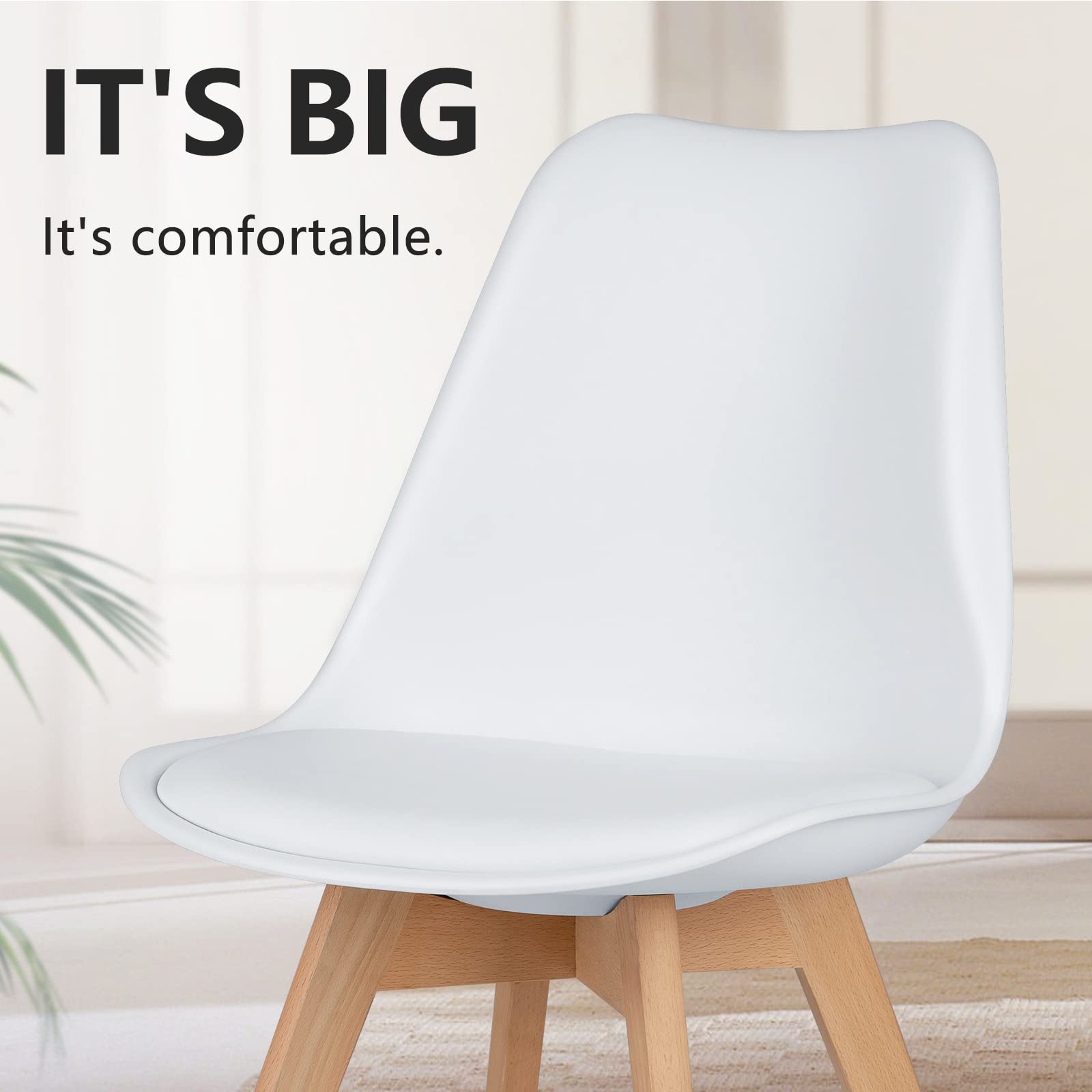 PU Leather Upholstered Dining Chairs With Wood Legs, Set Of 4 For Kitchen, Dining, Living Room