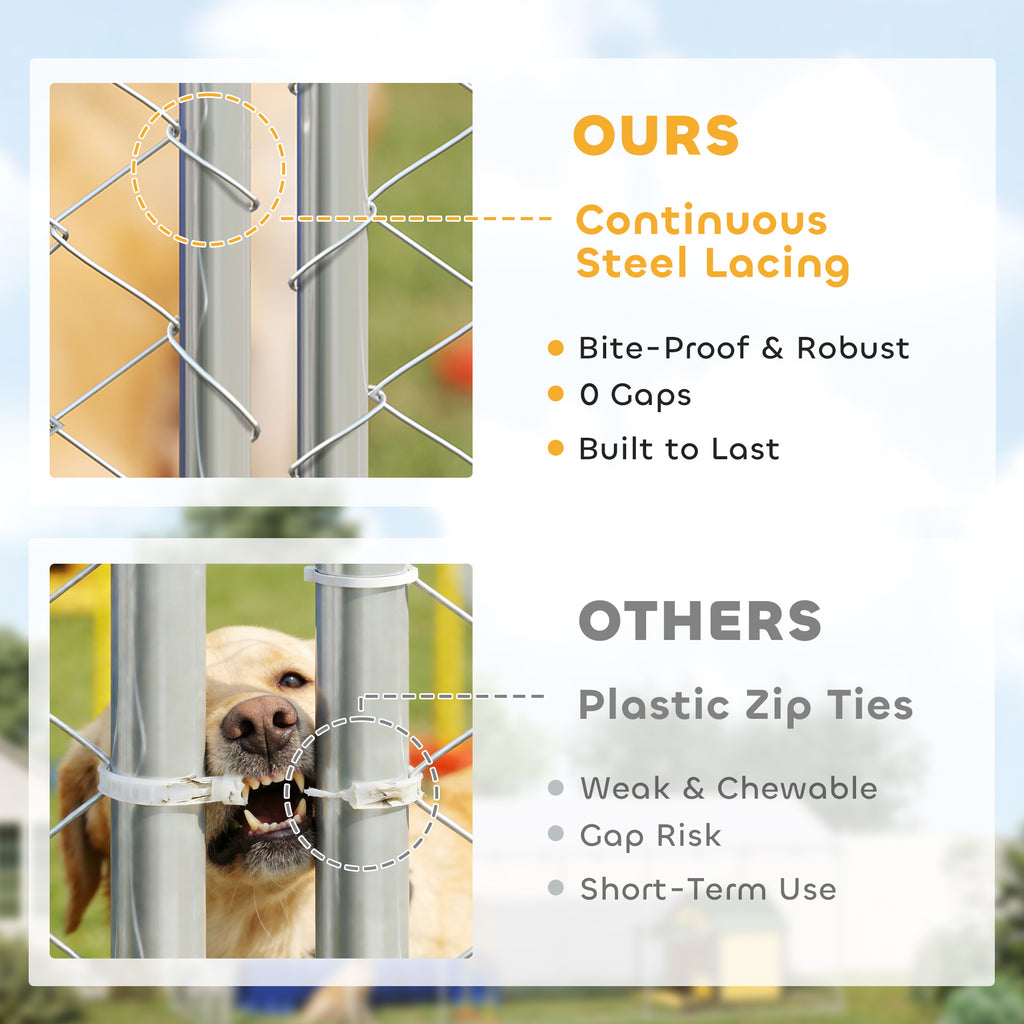 Heavy Duty Outdoor Dog Kennel with Waterproof Roof, 2 Secure Latches, Chain Link Dog Run for Backyard, 20' x 10' x 7'