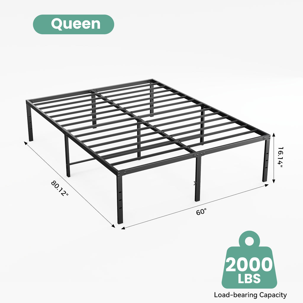 Sturdy And Durable Metal Base Frame, Noiseless Sturdy Steel Crossbars, Under-bed Storage Space, No Need For Box Springs