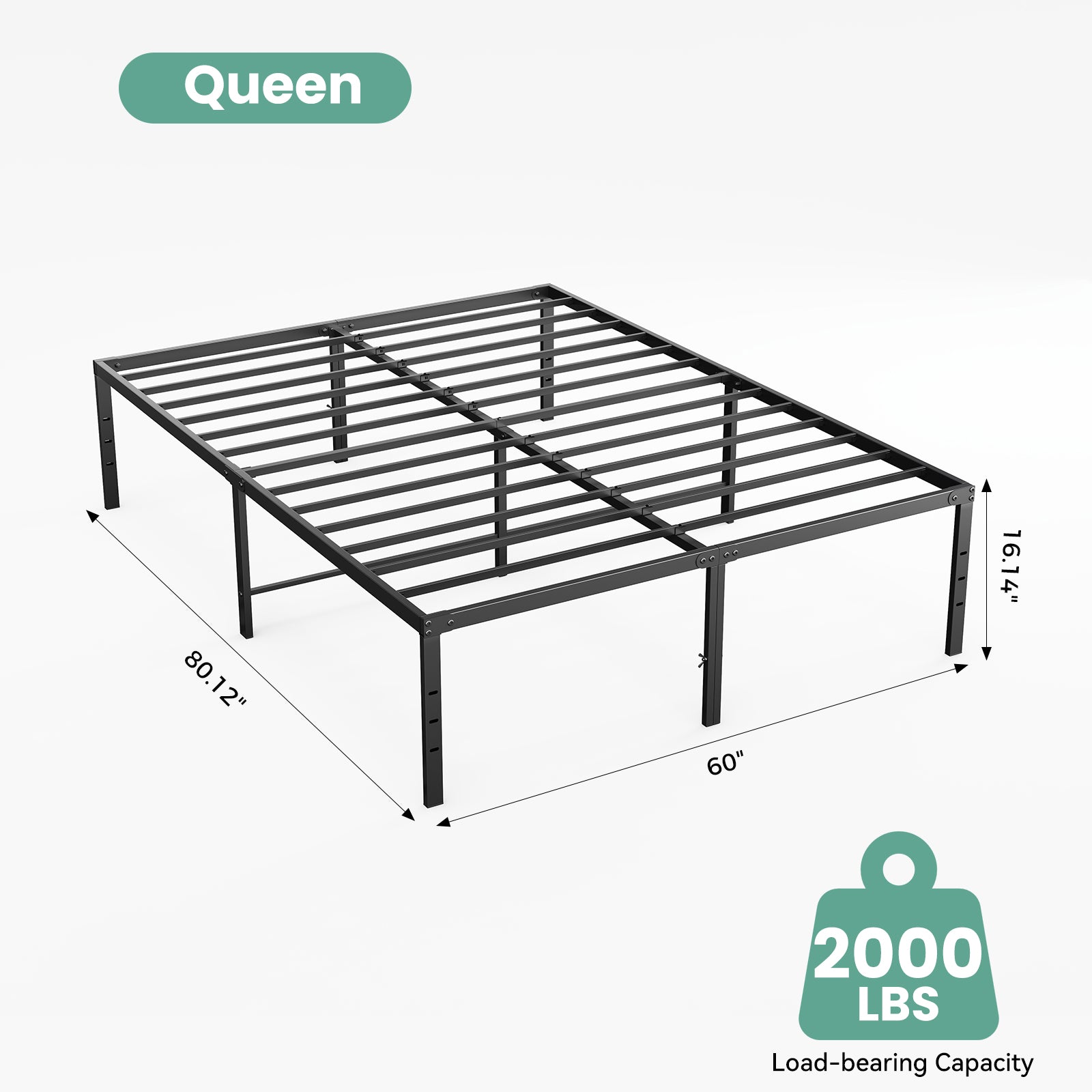 Sturdy And Durable Metal Base Frame, Noiseless Sturdy Steel Crossbars, Under-bed Storage Space, No Need For Box Springs