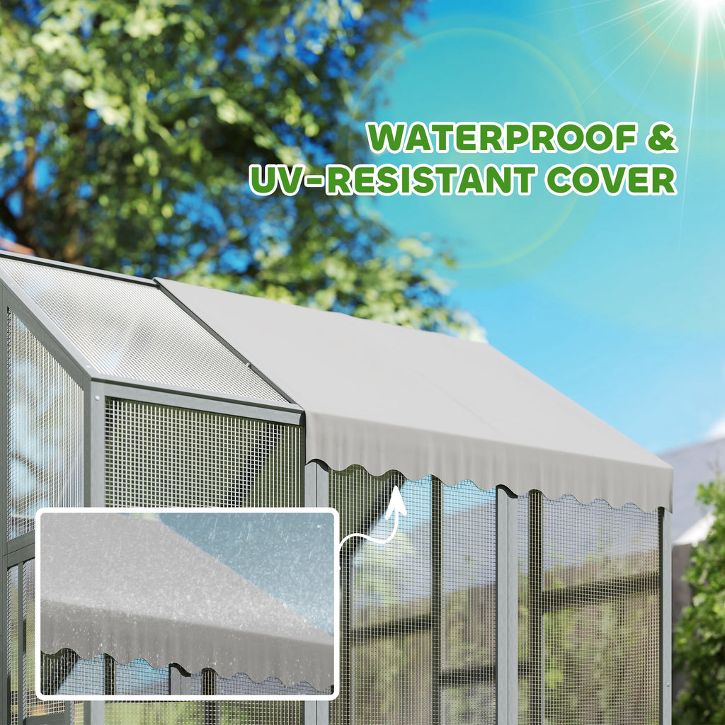 Large Wooden Chicken Run with Waterproof & Anti-UV Cover, for 6-8 Chickens, for Backyard, Farm, 5.5' x 6' x 6'