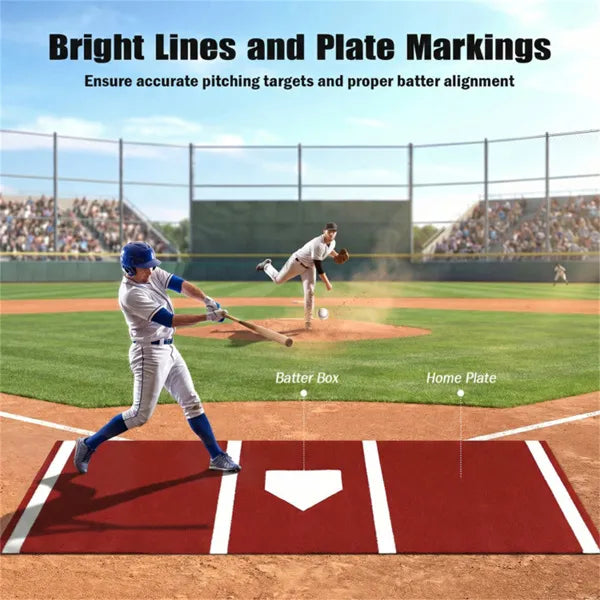 10ft X 3ft Softball Pitching Mat With Artificial Turf, Indoor & Outdoor Training Aid For Pitching Practice