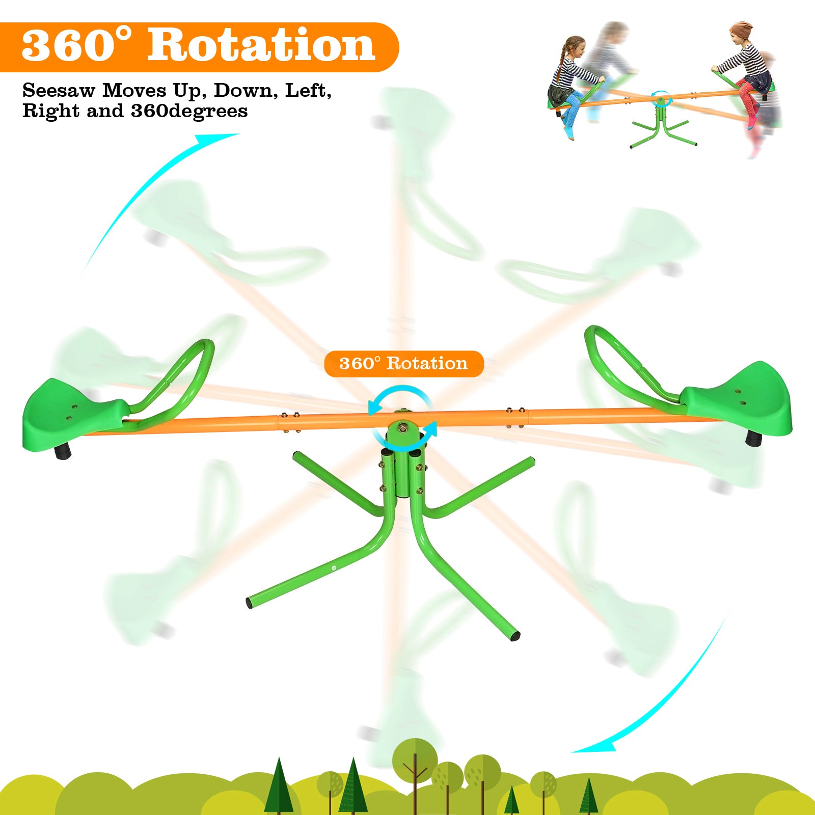 360 Degree Rotation Outdoor Kids Spinning Seesaw Sit Spin Teeter Totter Swivel Teeter