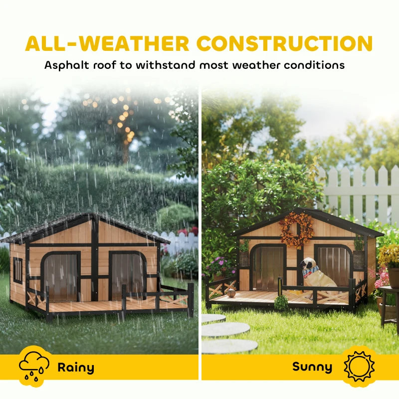 Dog House Outdoor, Wooden Dog Kennel Weatherproof With Porch, Openable Roof, Multiple Packages Shipped. Please Pay Attention To The Dimensions And Weight In The Details.