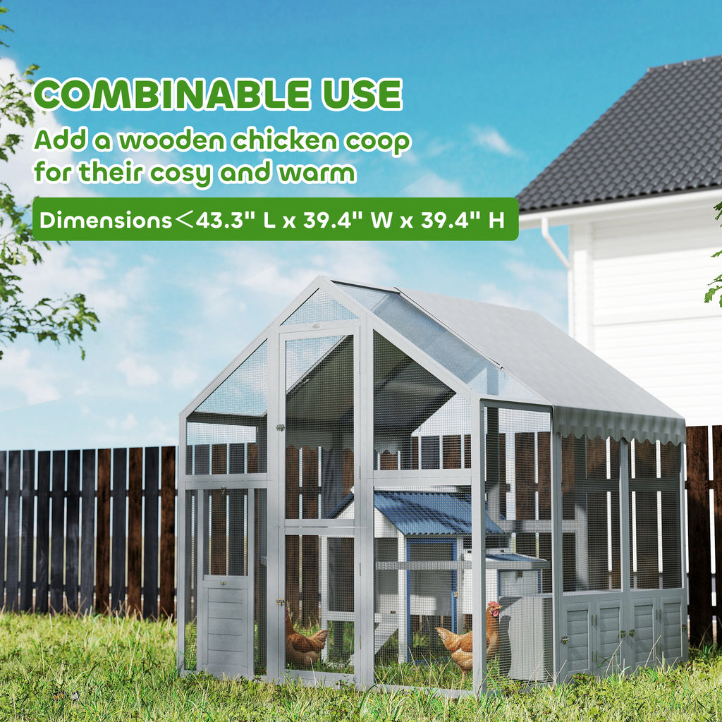 Large Wooden Chicken Run with Waterproof & Anti-UV Cover, for 6-8 Chickens, for Backyard, Farm, 5.5' x 6' x 6'