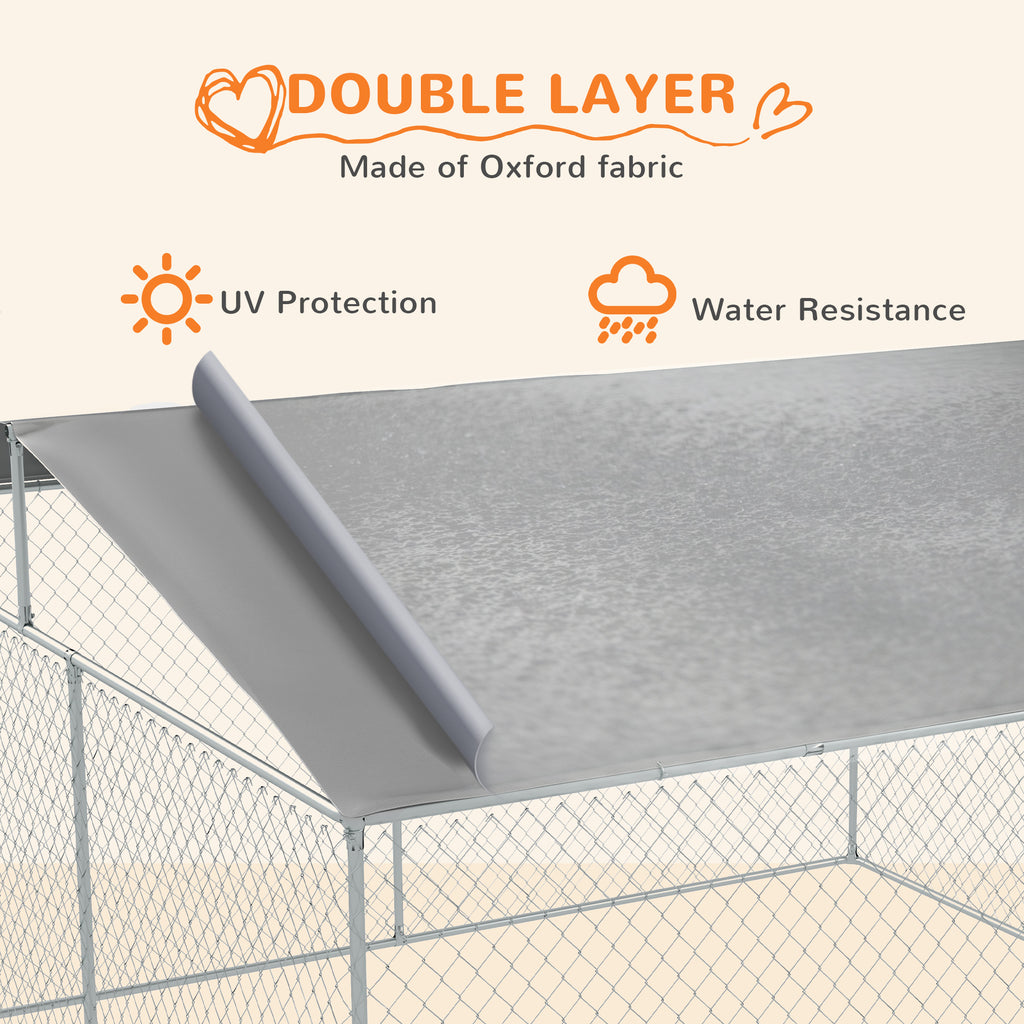 Dog Kennel Outdoor Dog Run w/ Canopy, 13' x 13' x 7.5'
