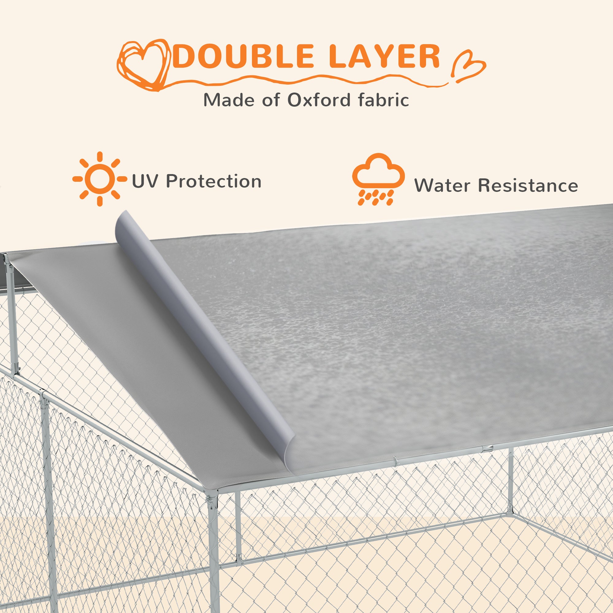 Dog Kennel Outdoor Dog Run w/ Canopy, 13' x 13' x 7.5'