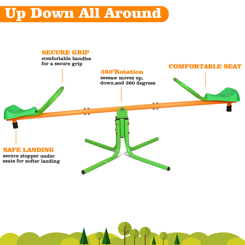 360 Degree Rotation Outdoor Kids Spinning Seesaw Sit Spin Teeter Totter Swivel Teeter