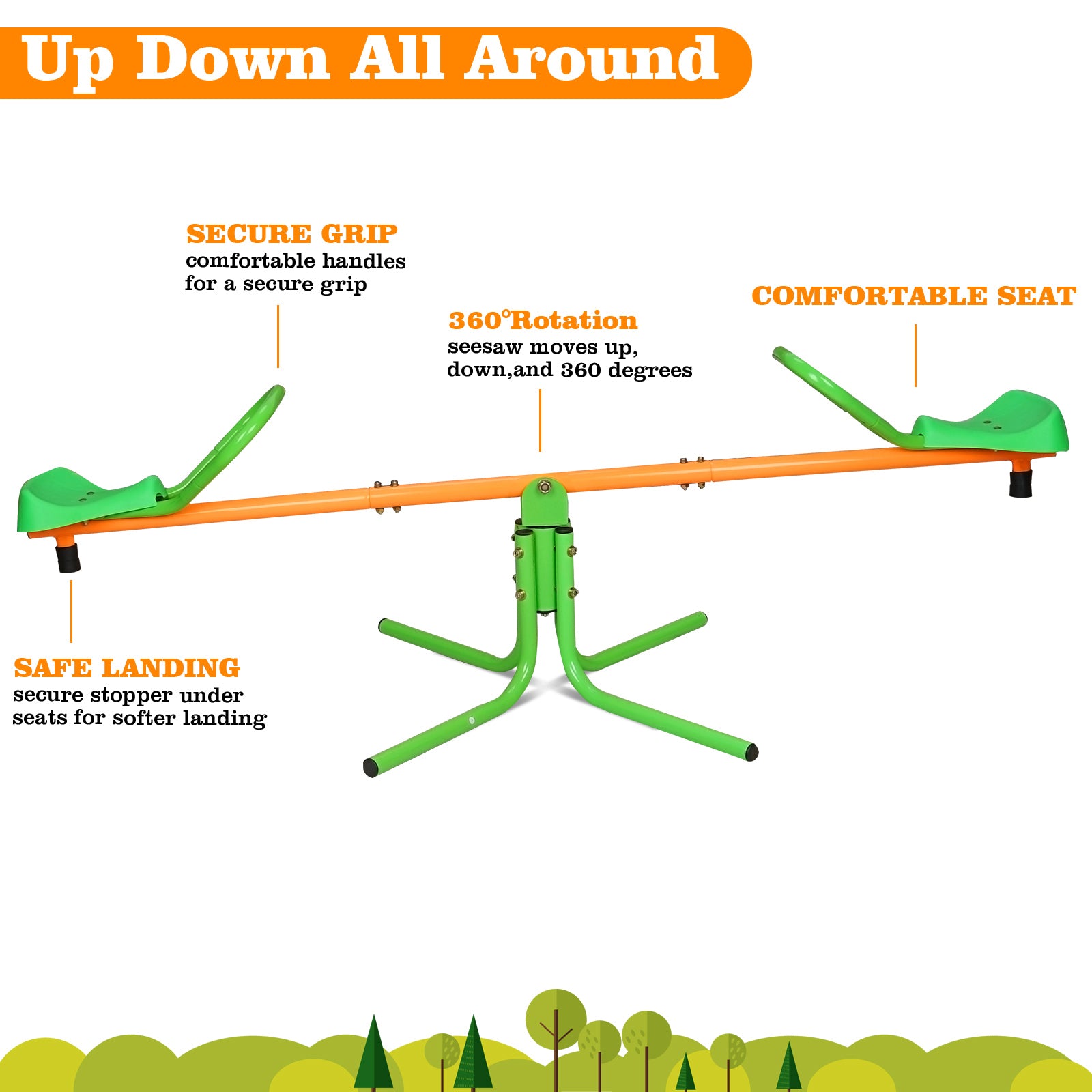 360 Degree Rotation Outdoor Kids Spinning Seesaw Sit Spin Teeter Totter Swivel Teeter