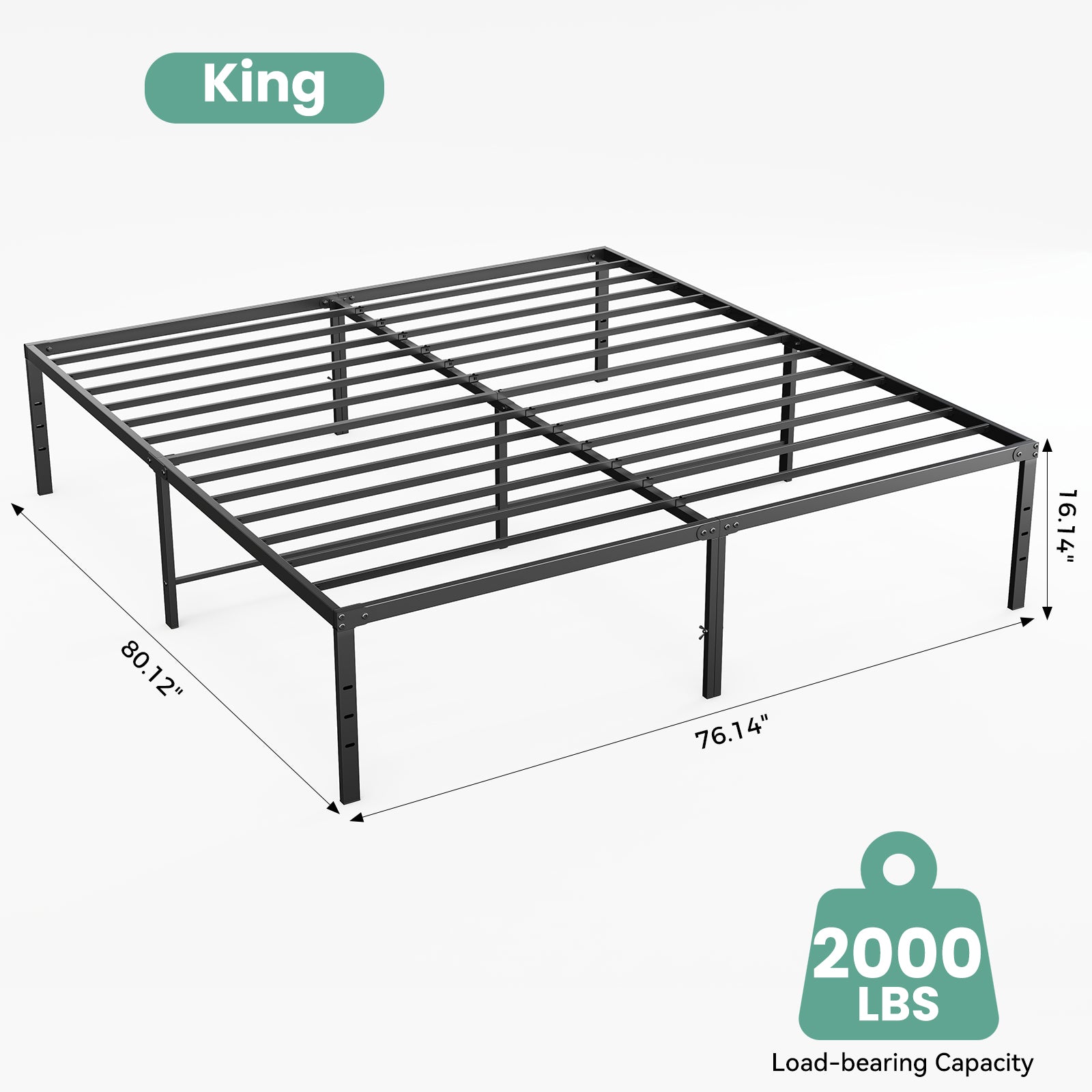 Sturdy And Durable Metal Base Frame, Noiseless Sturdy Steel Crossbars, Under-bed Storage Space, No Need For Box Springs