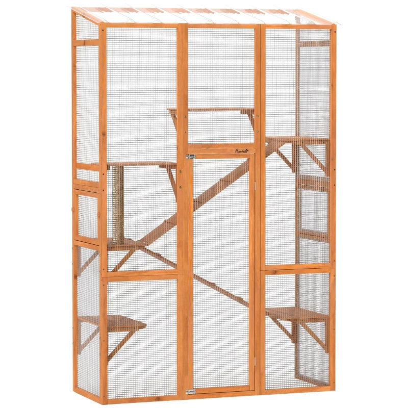 Outdoor Catio Cat Enclosure, Large Wooden Cat House With 6 Jumping Platforms, Scratching Post.For Multiple Packages Shipped, Please Pay Attention To The Details, Dimensions, And Weight.