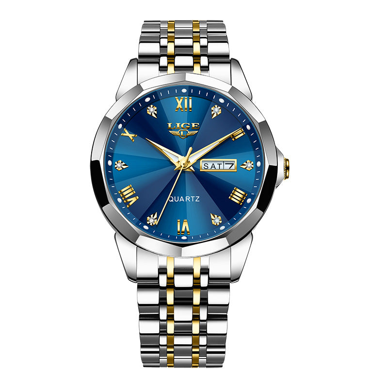Men's Dual-Calendar Waterproof Quartz Watch