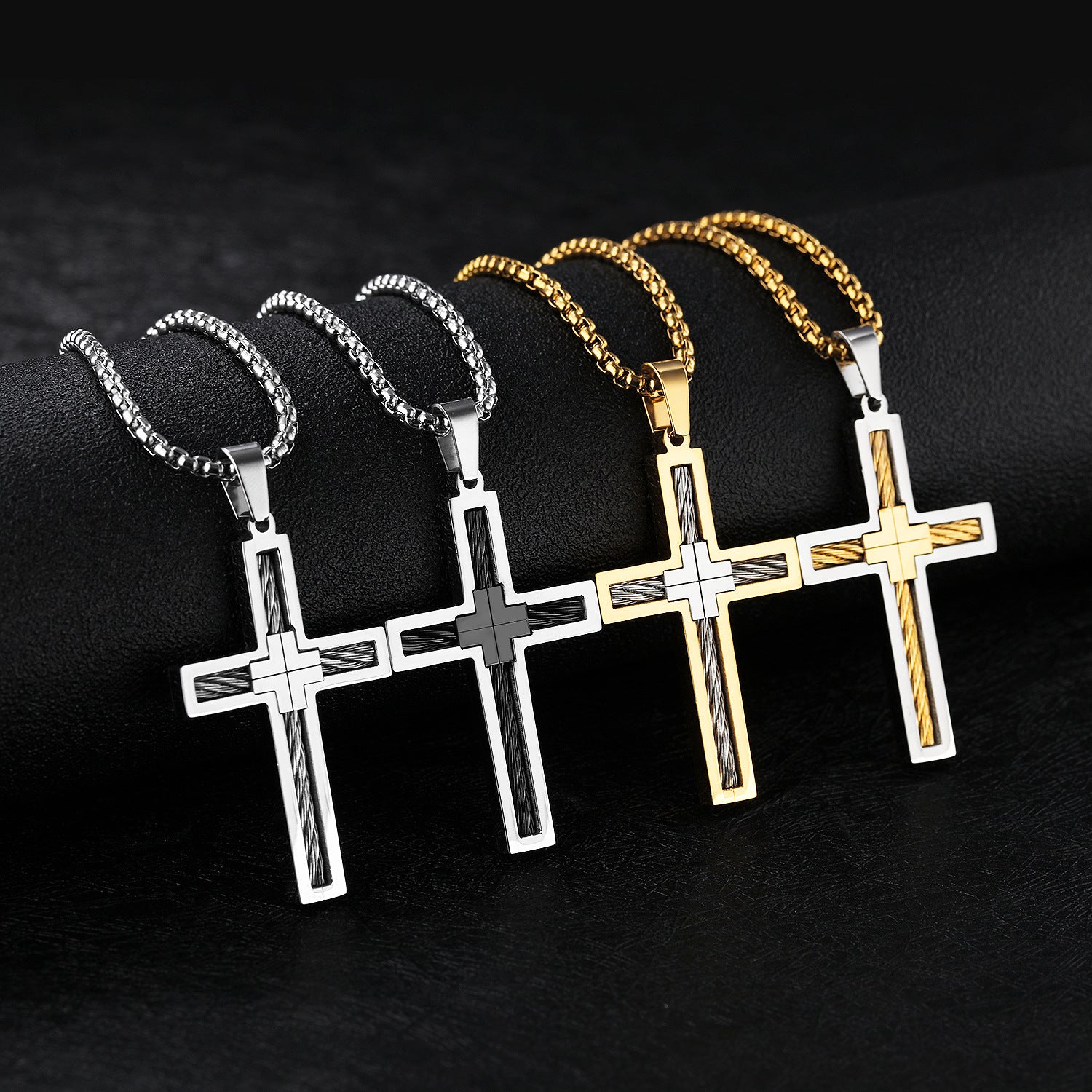 Titanium Steel Cross Men's Necklace with Chain