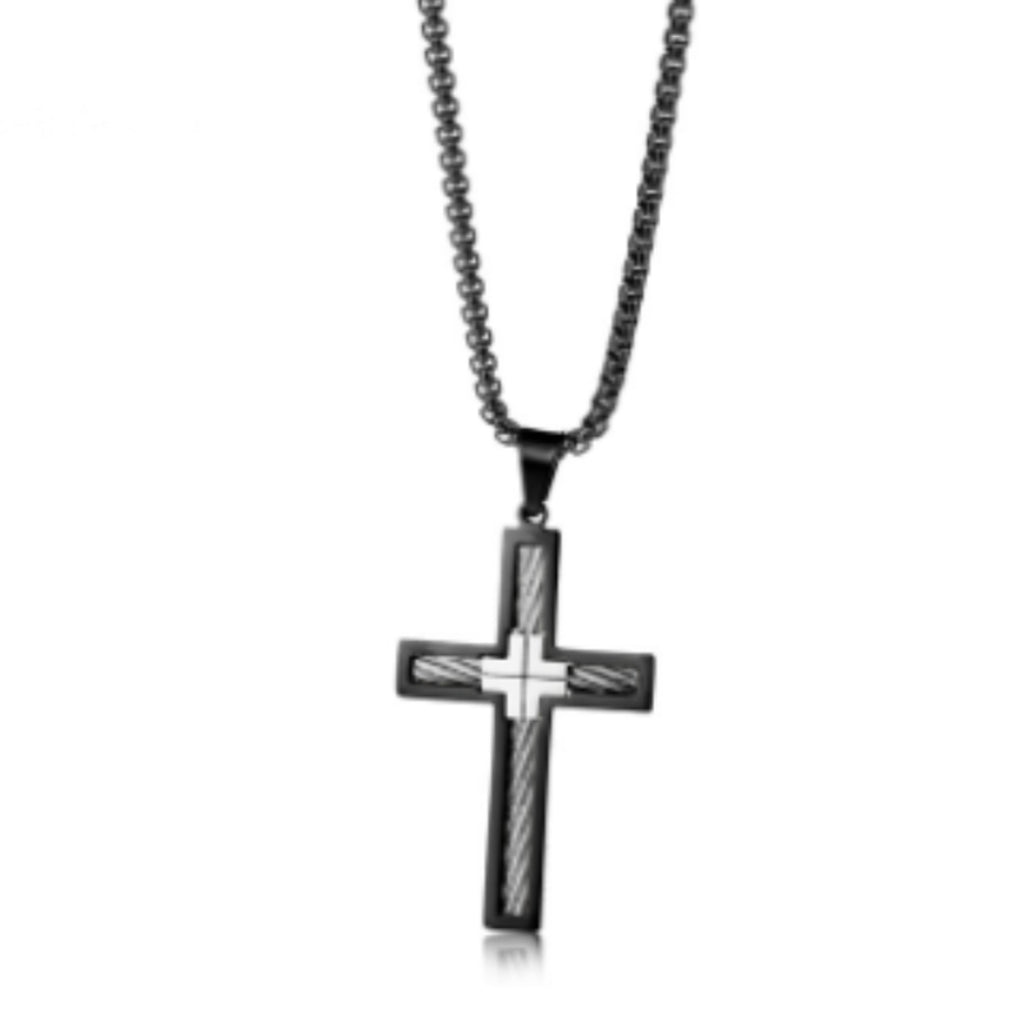 Titanium Steel Cross Men's Necklace with Chain