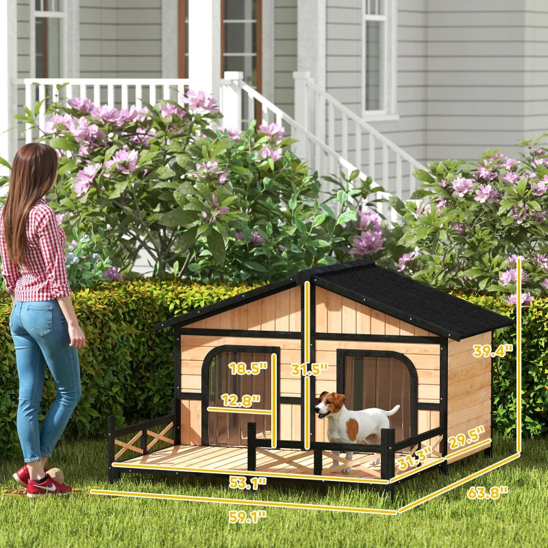 Dog House Outdoor, Wooden Dog Kennel Weatherproof With Porch, Openable Roof, Multiple Packages Shipped. Please Pay Attention To The Dimensions And Weight In The Details.