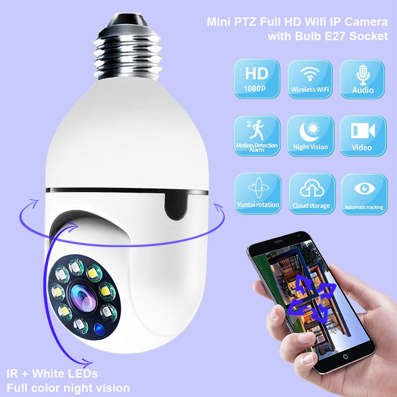 1080P WiFi Bulb Security Camera with 4X Zoom
