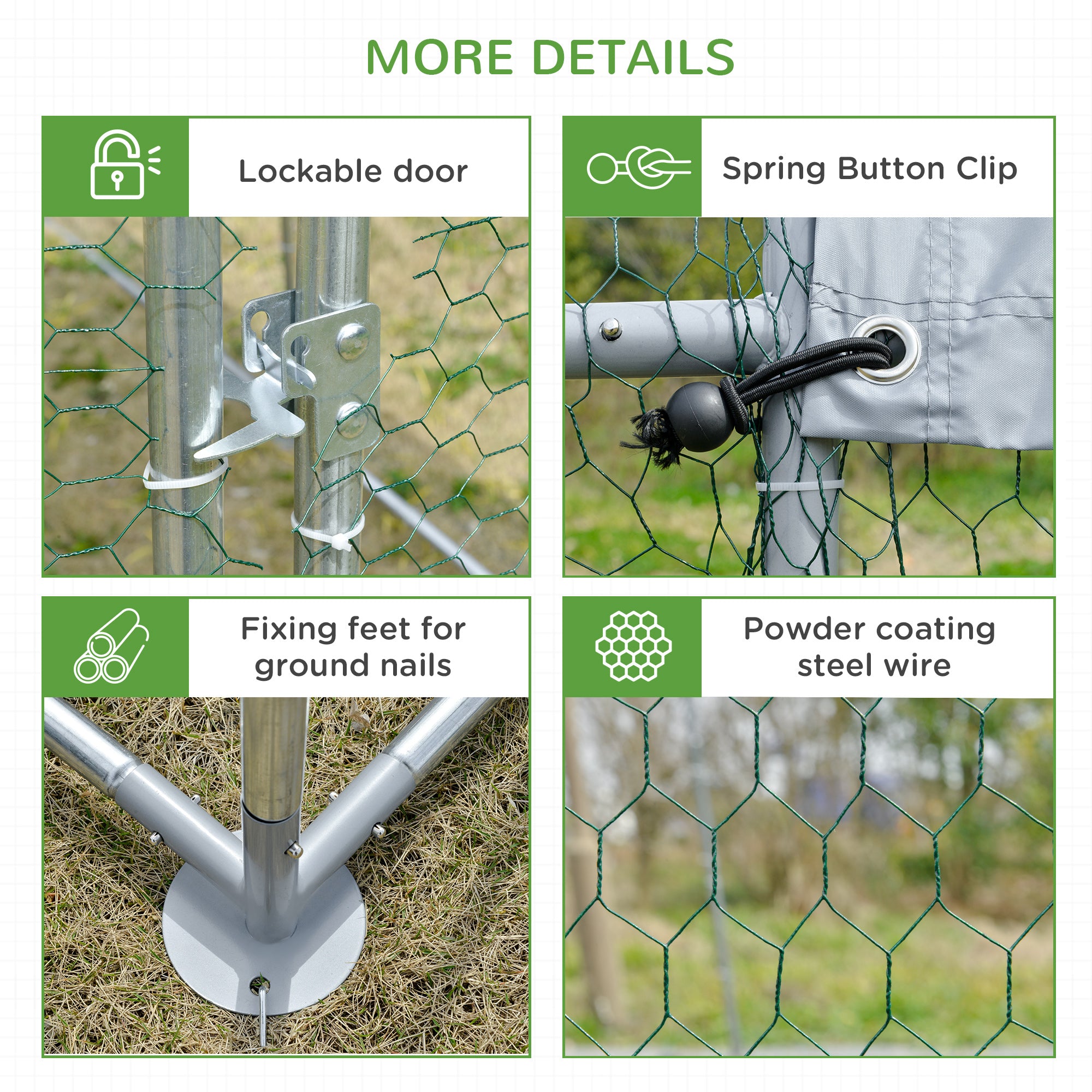 Large Metal Chicken Coop with Waterproof and Anti-UV Cover for Yard, Outdoor, Duck, Rabbit, 9.2' x 24.9' x 6.5'