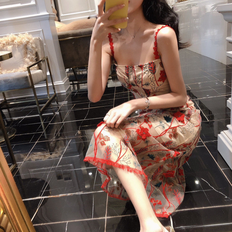 Korean Floral Dress Lace Thorn Dress Skirt Long Dress