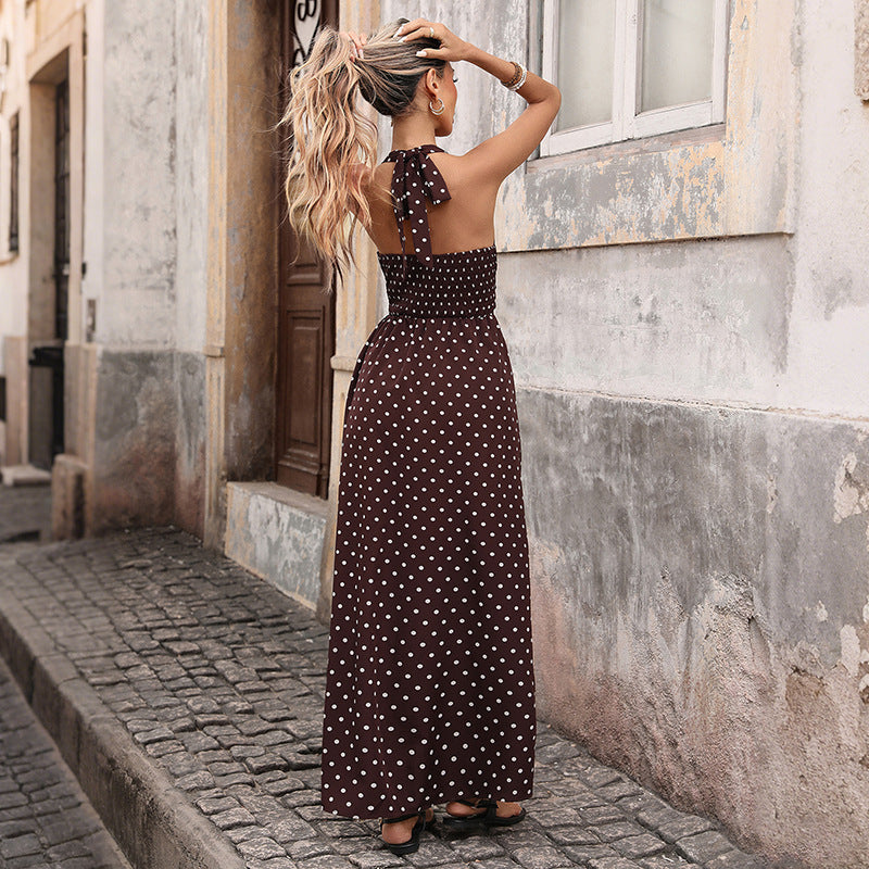 Women's Polka Dot Midi A-Line Dress