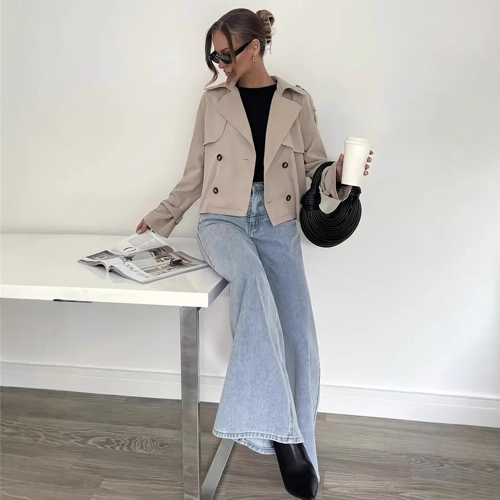 Designer Lapel Fashionable Versatile Outerwear